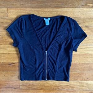 Zippered Crop Top